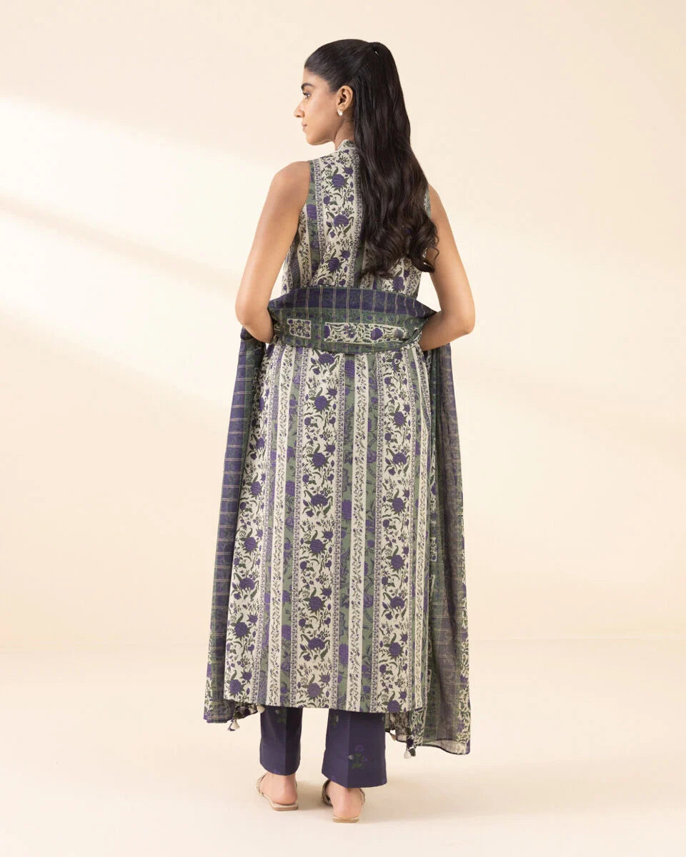 Sapphire 3Pc Printed Zari Lawn Suit 0U3PDY25V356 gulbuy.com