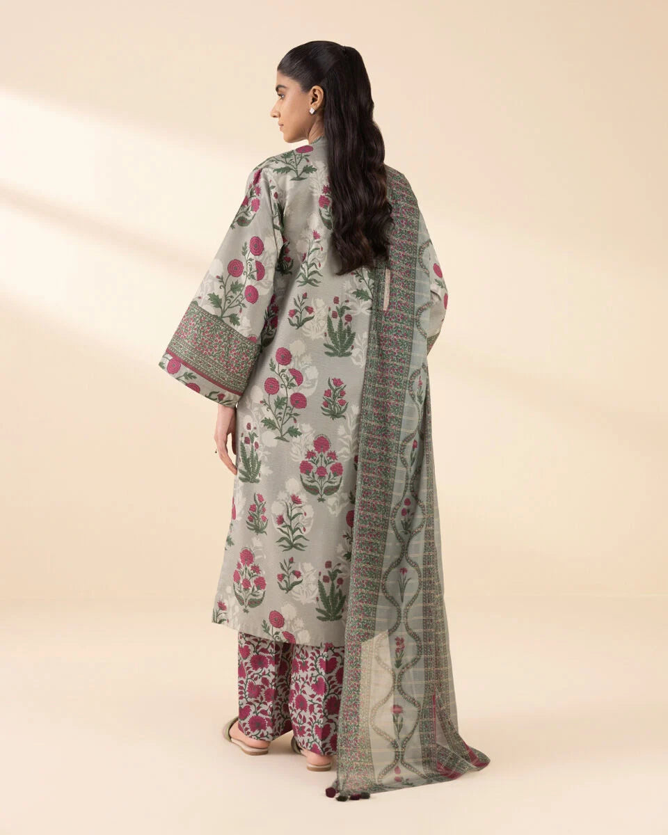 Sapphire 3Pc Printed Zari Lawn Suit 0U3PDY25V358 gulbuy.com