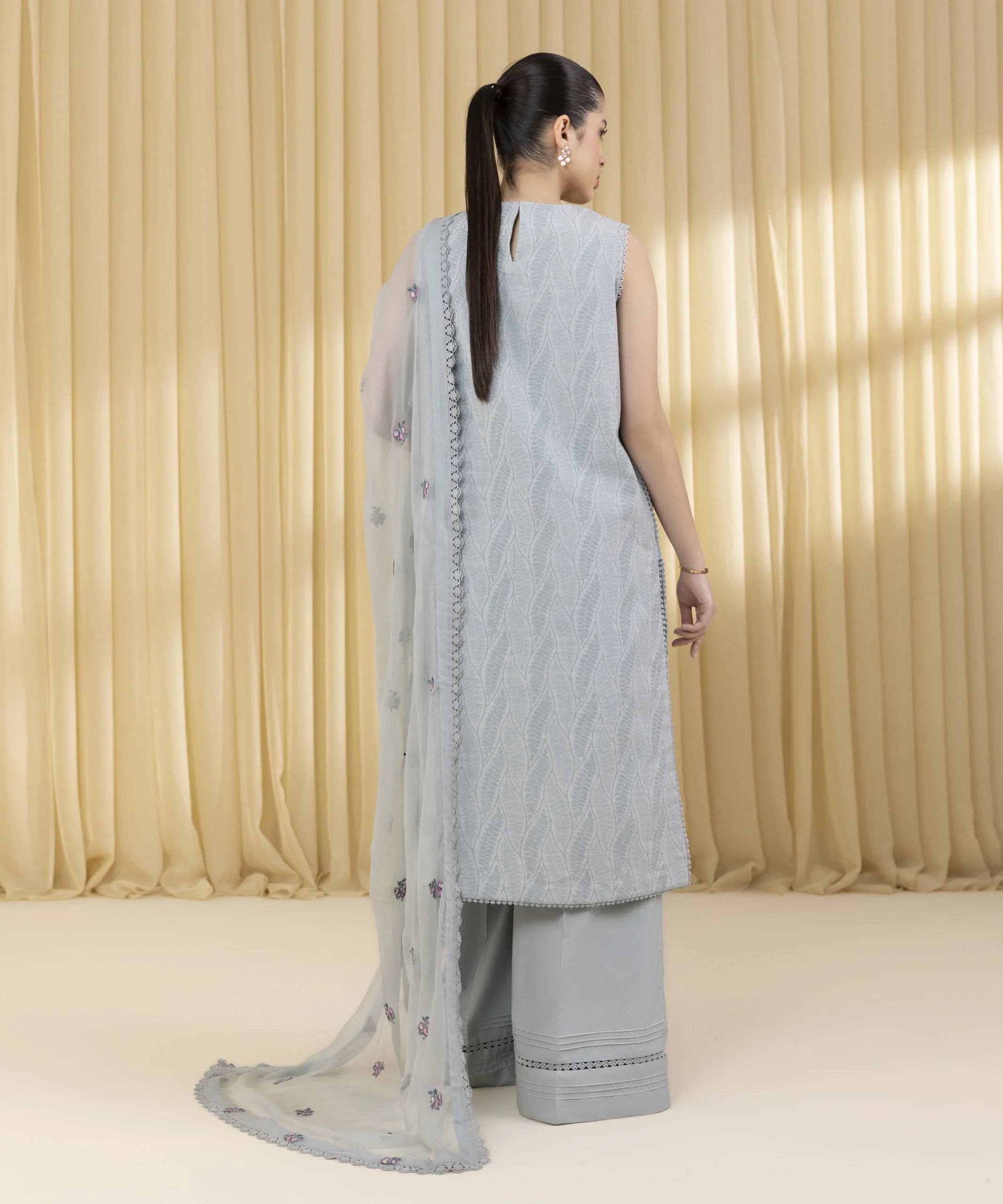 Sapphire 3Pc Embroidered Jacquard Suit 0U3PELX25V36 gulbuy.com