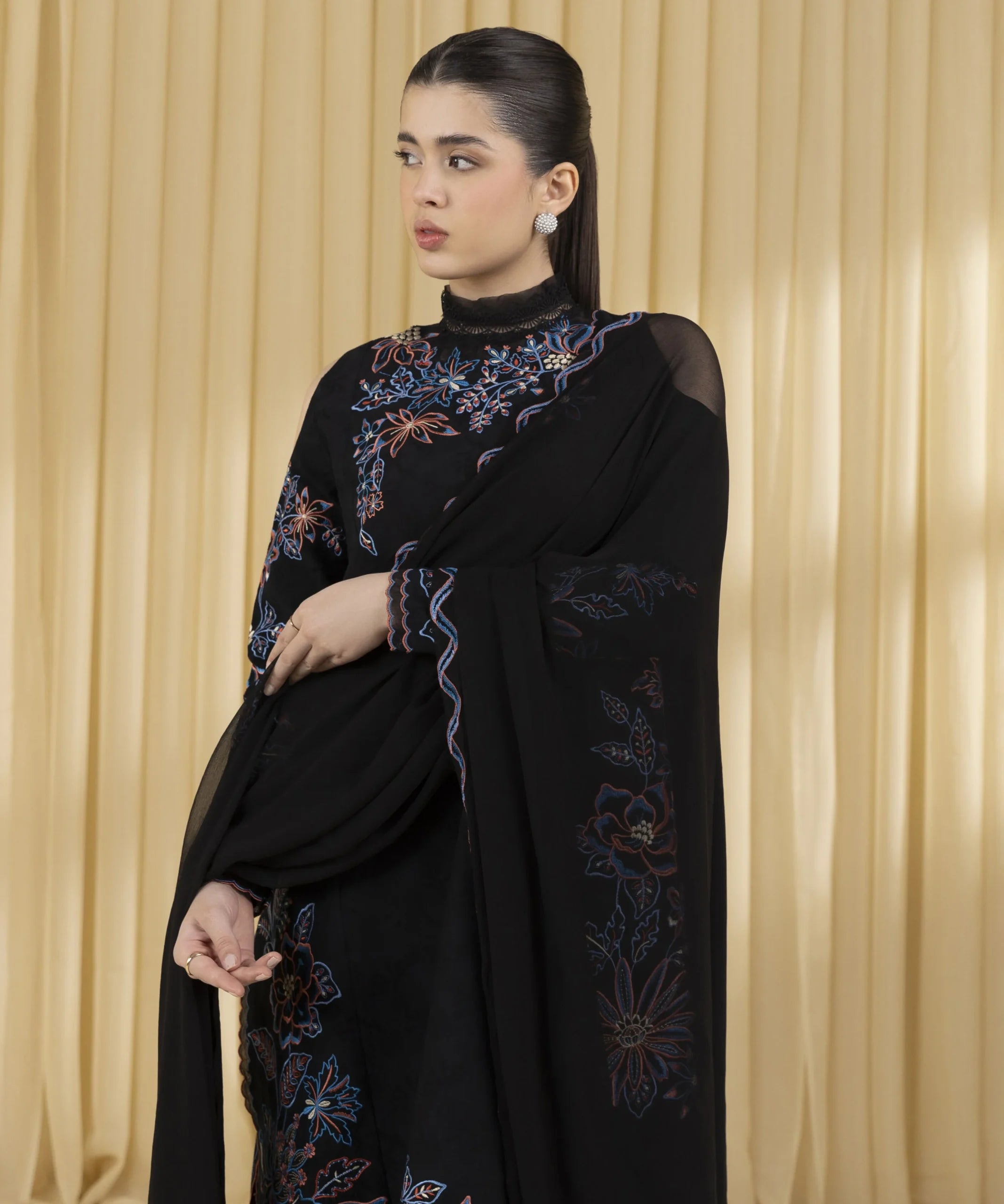 Sapphire 3Pc Embroidered Jacquard Suit 0U3PEST25V35 gulbuy.com