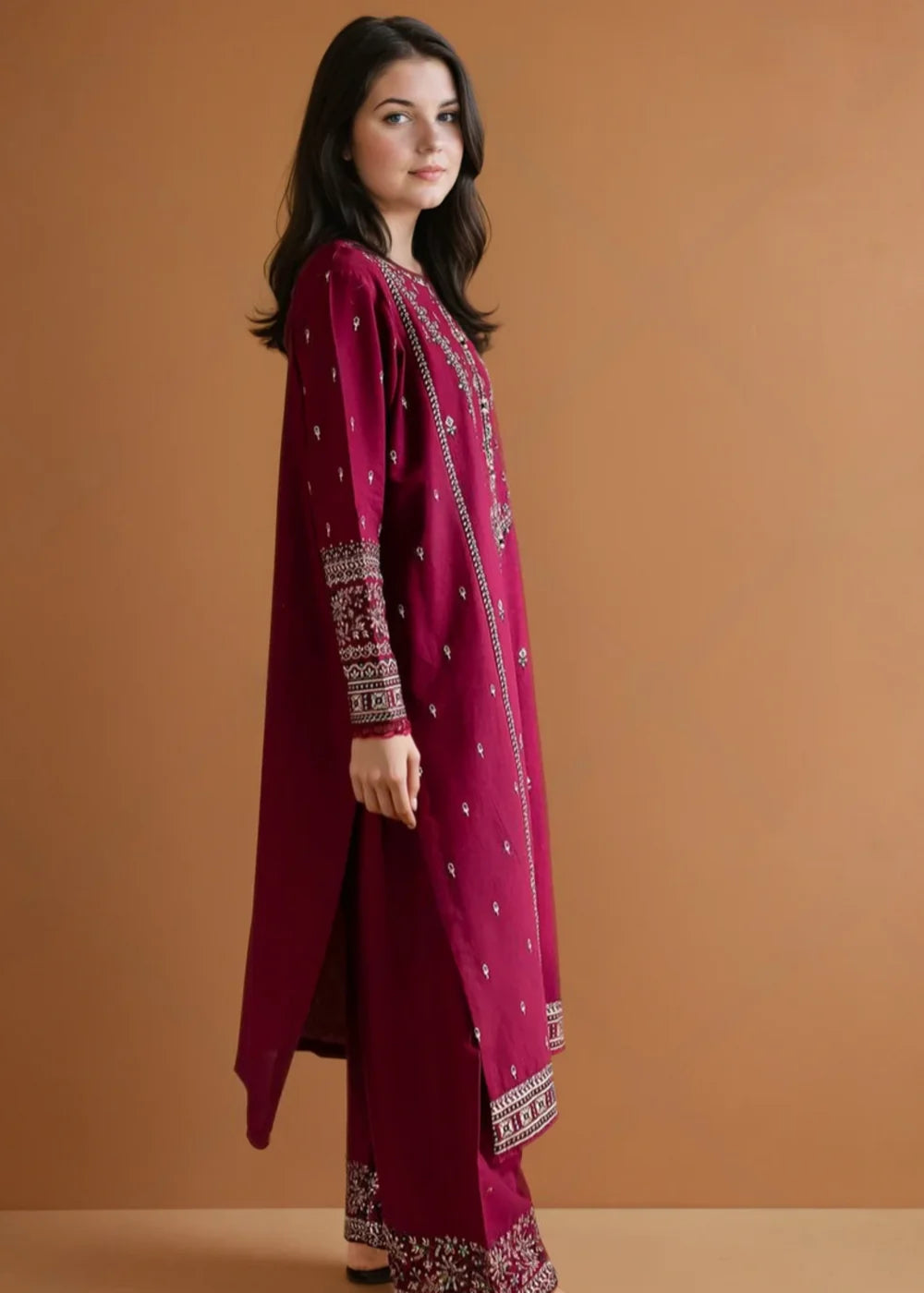 Chaudhary Arts 2Pc Embroidered Cotton Suit Roohi gulbuy.com