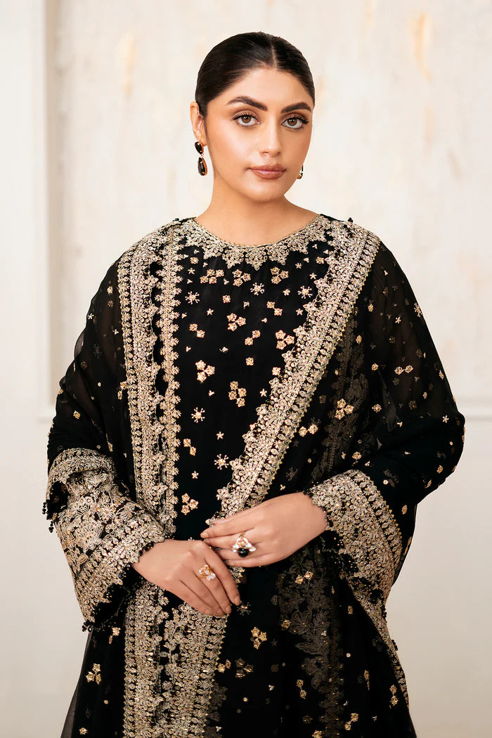 Baroque 3Pc Embroidered Chiffon Suit SF-4038 gulbuy.com