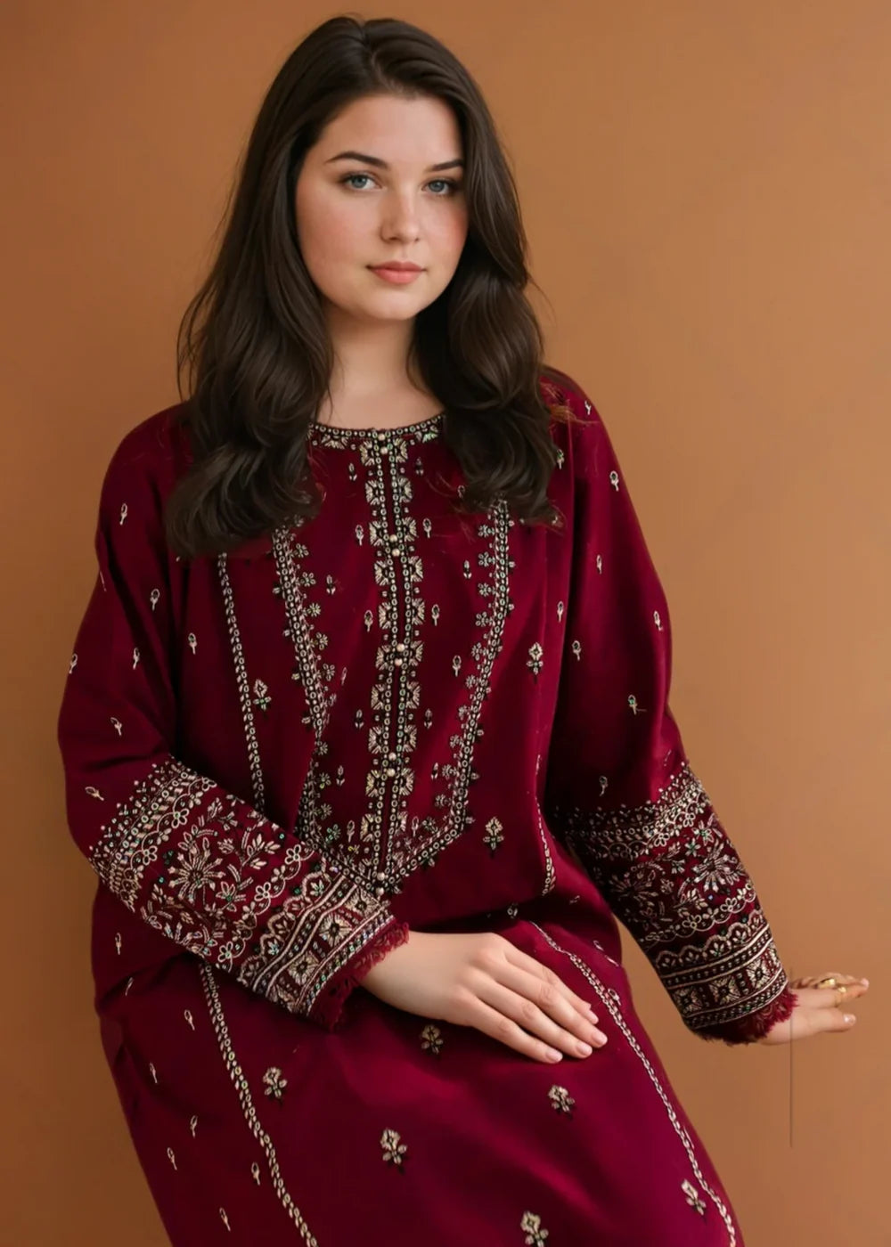 Chaudhary Arts 2Pc Embroidered Cotton Suit Roohi gulbuy.com