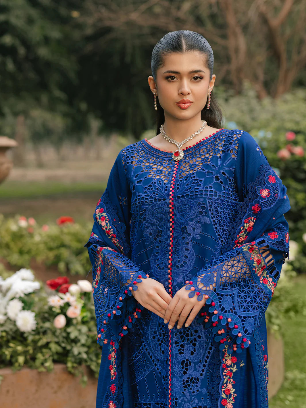 Binilyas 3Pc Embroidered Lawn Suit 106-B Blue gulbuy.com