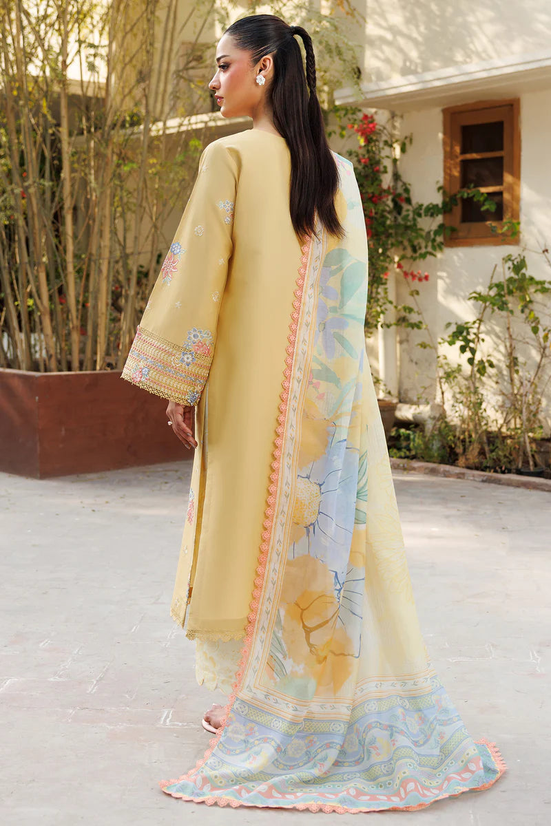 Farasha 3Pc Embroidered Lawn Suit Sunlit Mellow gulbuy.com