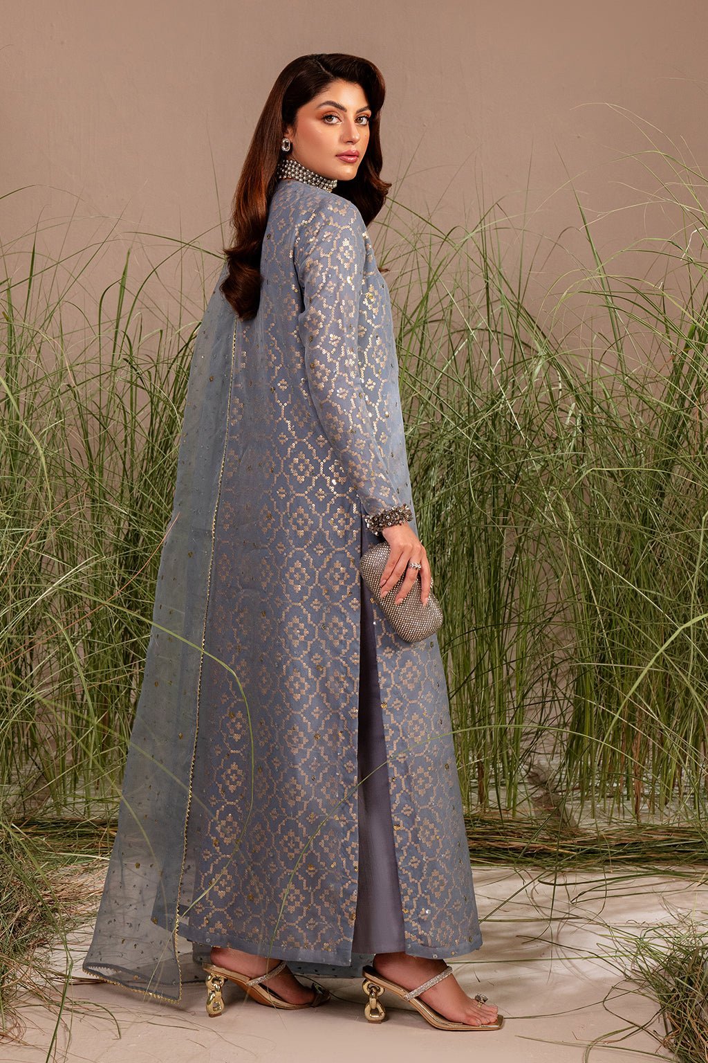 Vanya 3 Piece Chiffon Raw Silk Suit (BG-03) gulbuy.com