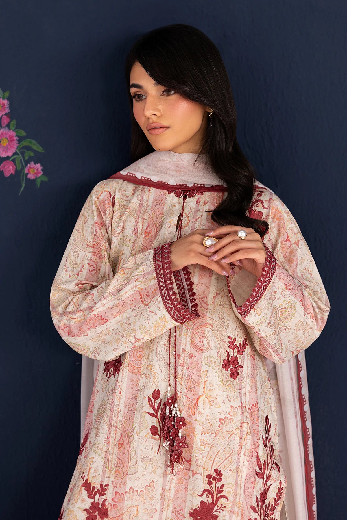 Baroque 3Pc Embroidered Lawn Suit UF-4457
