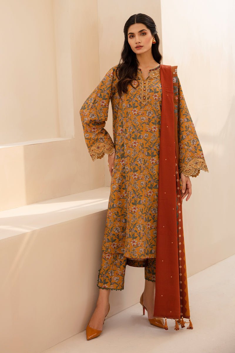 BAROQUE 3PC DIGITAL PRINTED VISCOSE SUIT (BQU-UF-D439)