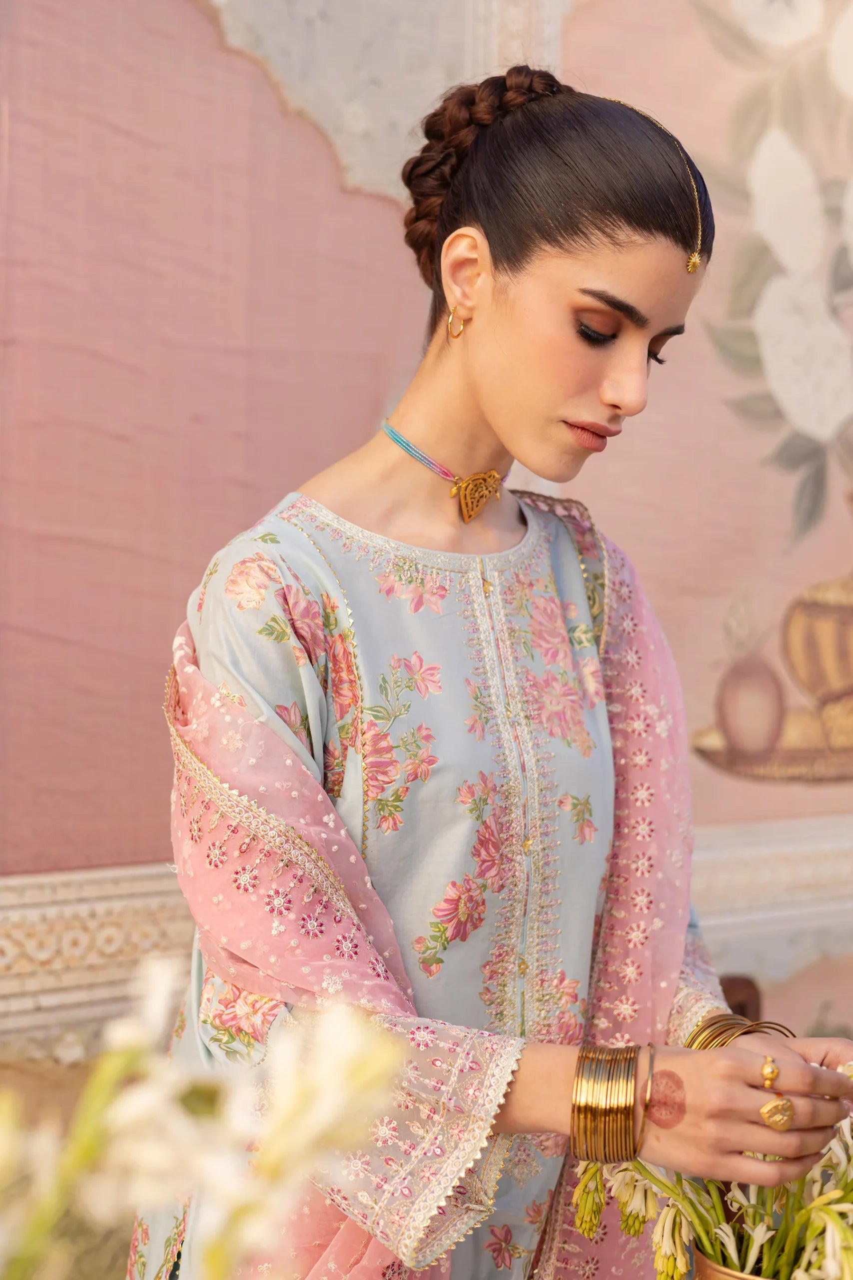 Batik 3Pc Embroidered Lawn Suit Ocean Bloom gulbuy.com