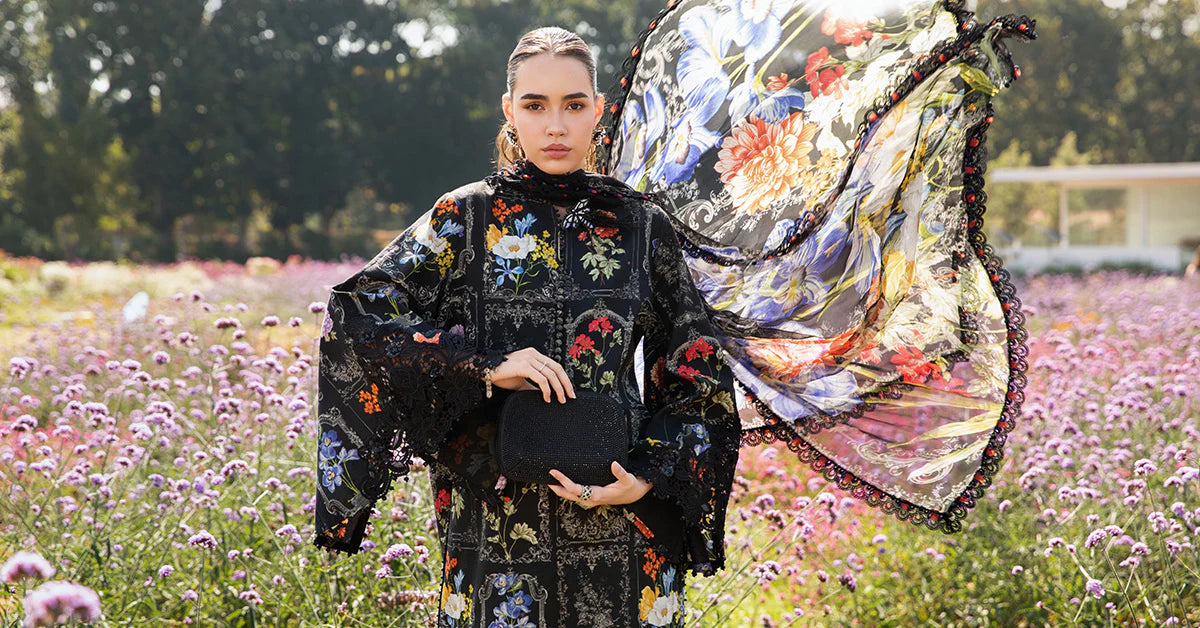 Maria b Stitched 3Pc Embroidered Lawn Suit MPT-2511-B gulbuy.com