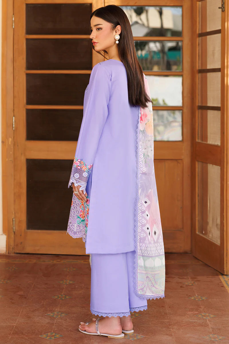 Farasha 3Pc Embroidered Lawn Suit Lavender Dew gulbuy.com
