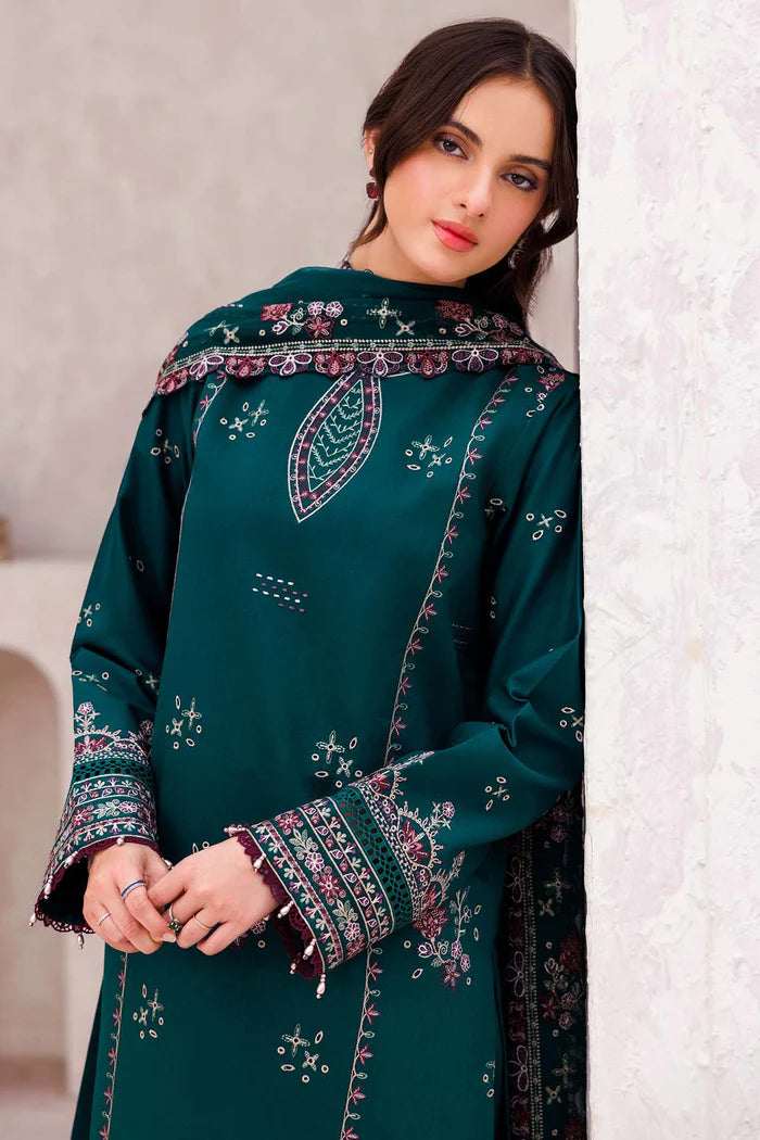 Farasha 3Pc Embroidered Lawn Suit Jade Bliss gulbuy.com