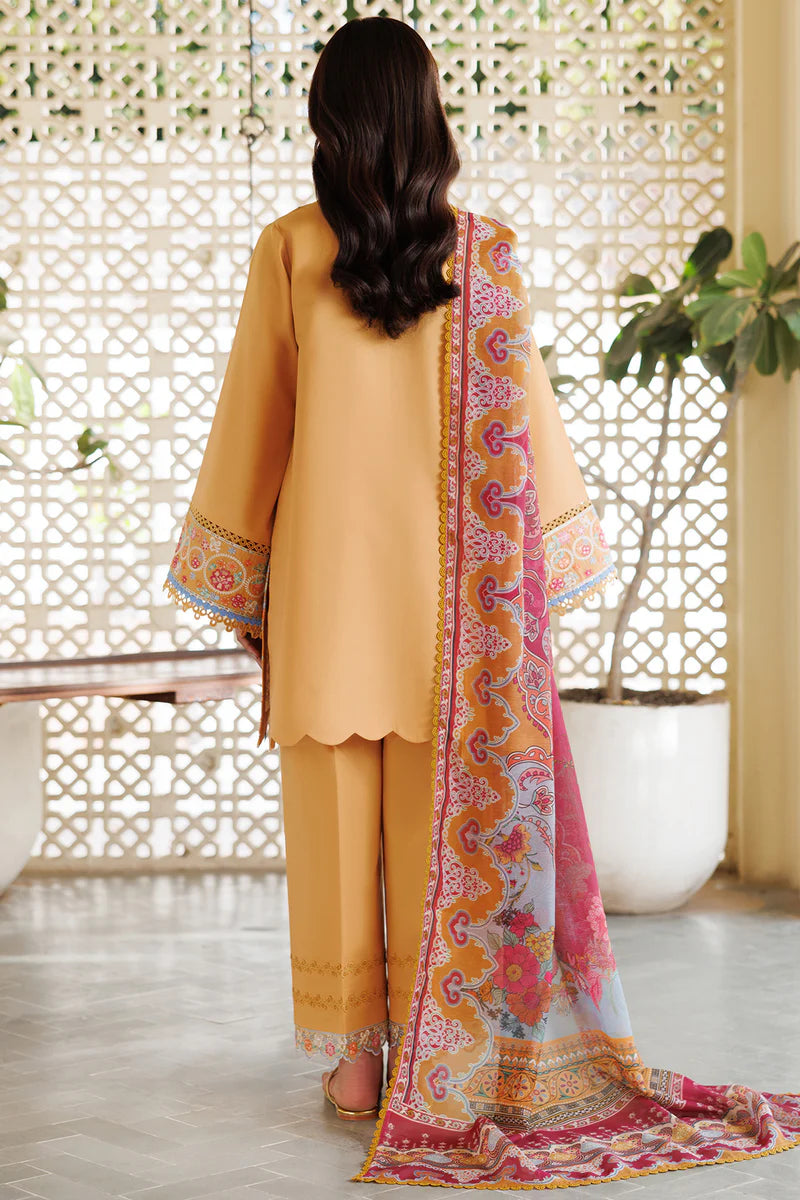 Farasha 3Pc Embroidered Lawn Suit Golden Bloom gulbuy.com