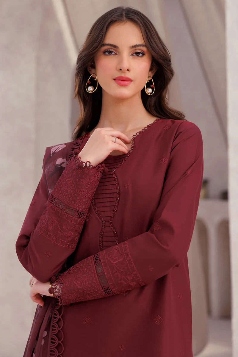 Farasha 3Pc Embroidered Lawn Suit Regal Orchid gulbuy.com