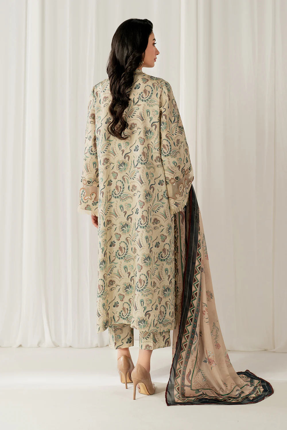 Baroque 3Pc Embroidered Viscose?Silk Suit UF-4053 gulbuy.com