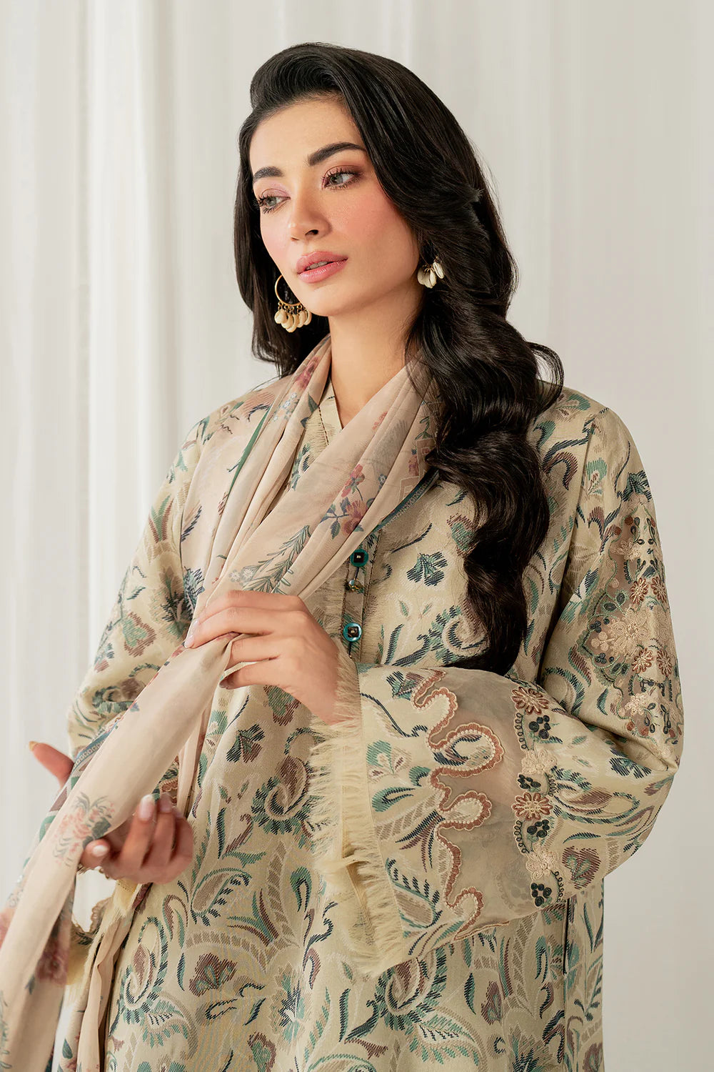 Baroque 3Pc Embroidered Viscose?Silk Suit UF-4053 gulbuy.com