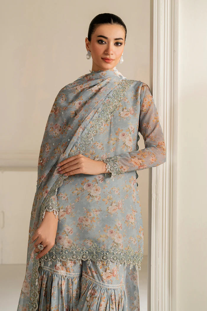 Baroque 3Pc Embroidered Chiffon Suit UF-4165 gulbuy.com
