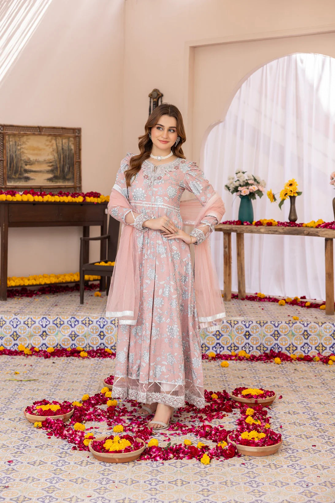 Nakoosh 3Pc Printed Law Suit NF-141 Peach gulbuy.com