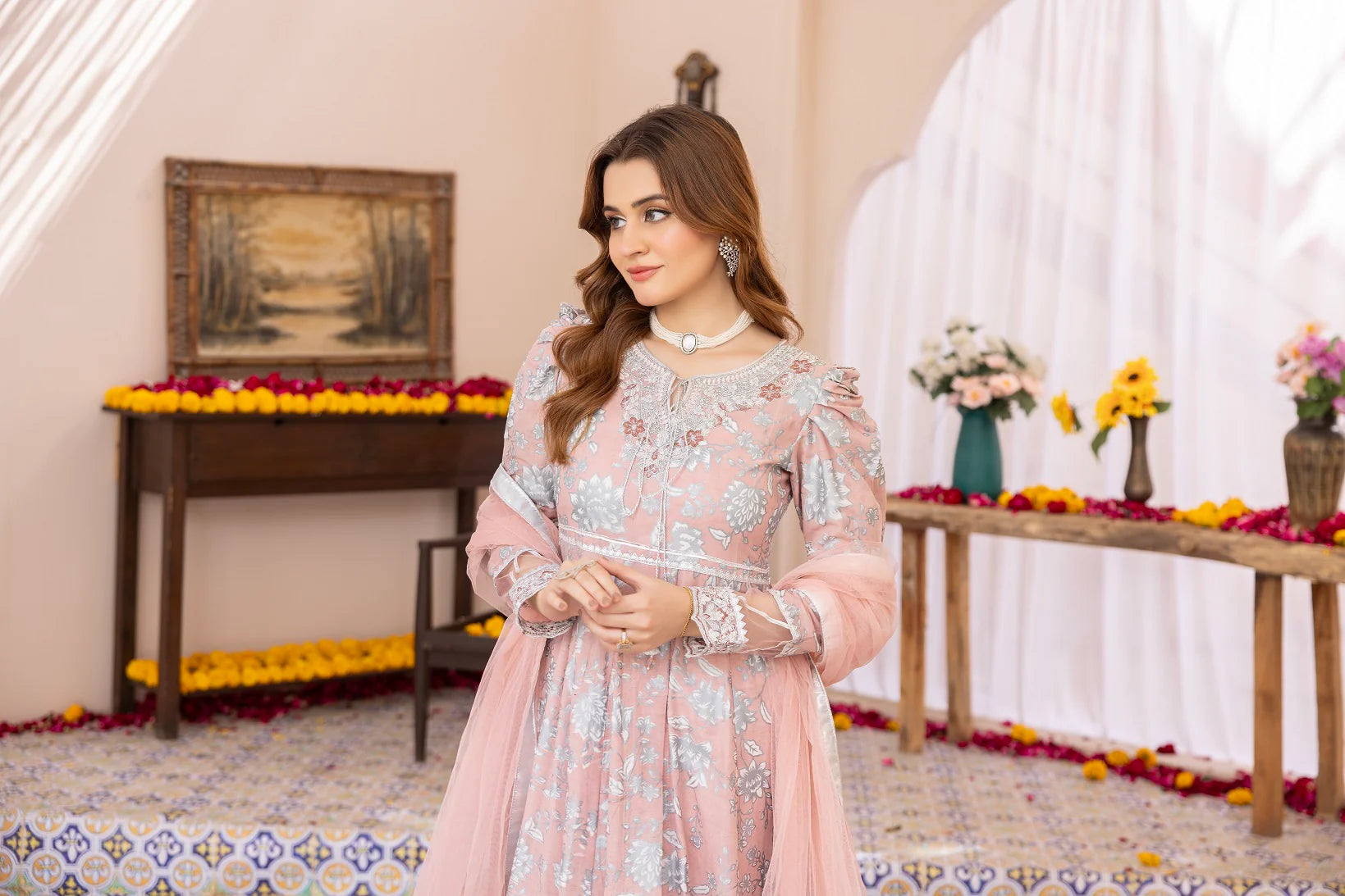 Nakoosh 3Pc Printed Law Suit NF-141 Peach gulbuy.com