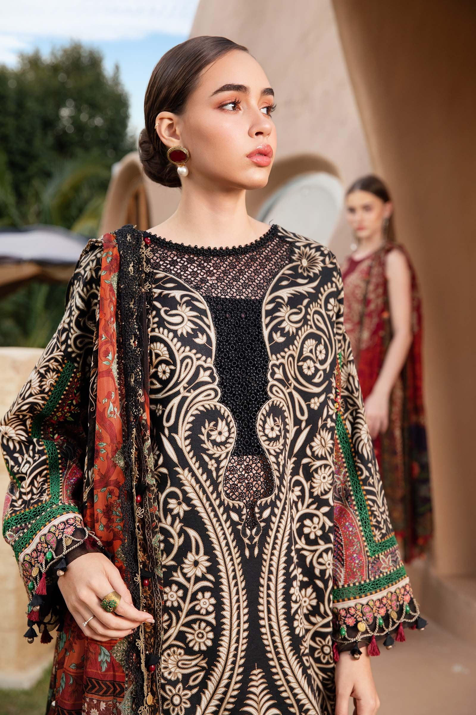 Maria b Stitched 3Pc Embroidered Lawn Suit MPT-2512-B gulbuy.com