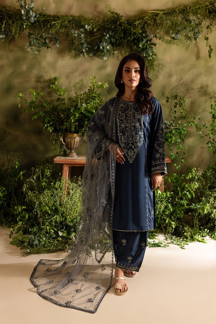 Batik 3Pc Embroidered Lawn Suit (Blue-Aurora-3Pc)