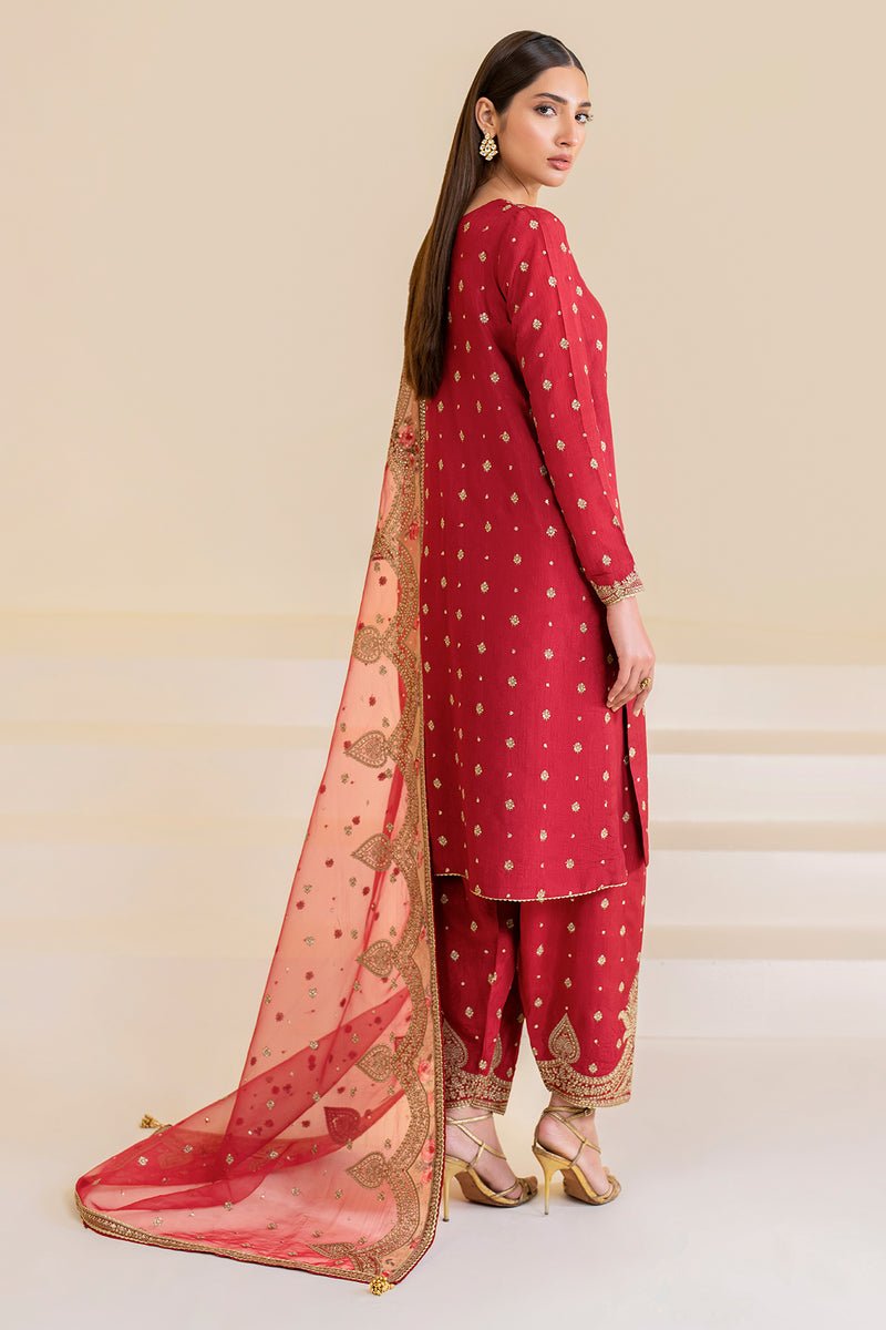 JAZMIN 3 PIECE EMBROIDERED RAW SILK SUIT (UR-7047) gulbuy.com