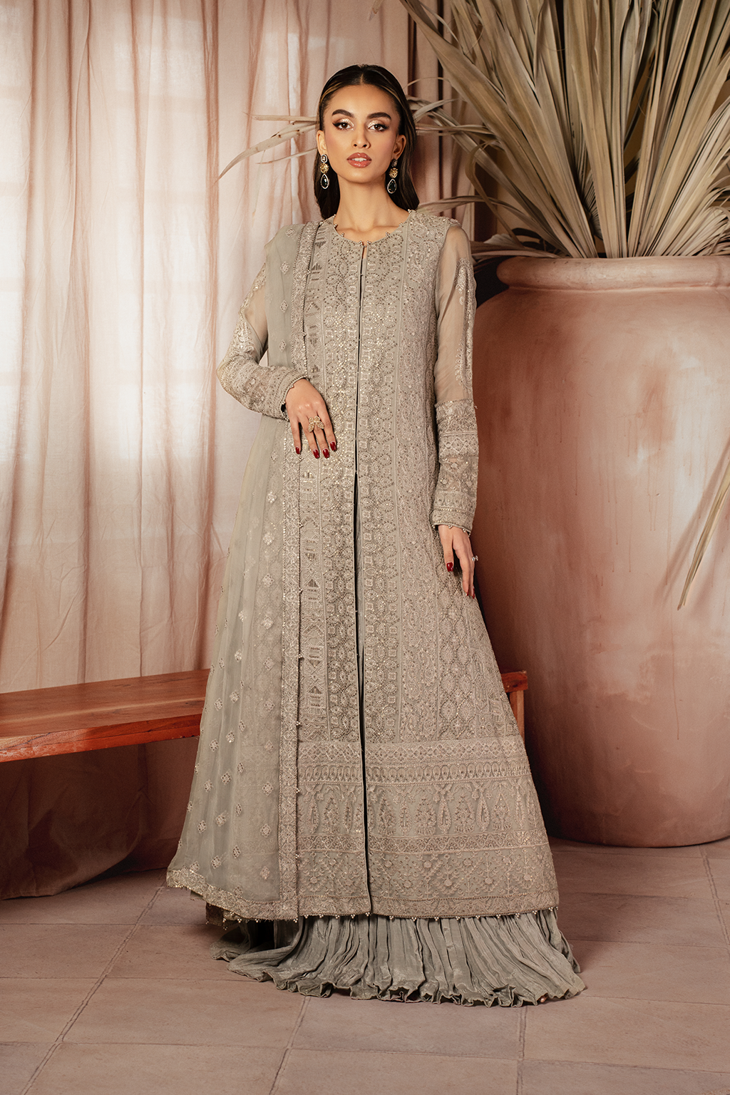 3 PIECE IZNIK EMBROIDERED CHIFFON SUIT (ICK-08)