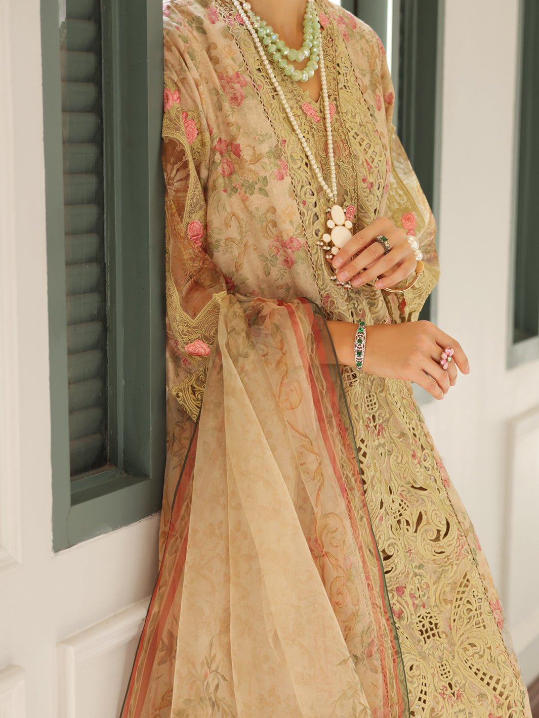 ALMIRAH 3 PIECE EMBROIDERED ORGANZA SUIT (ALP-3PS-1782) gulbuy.com