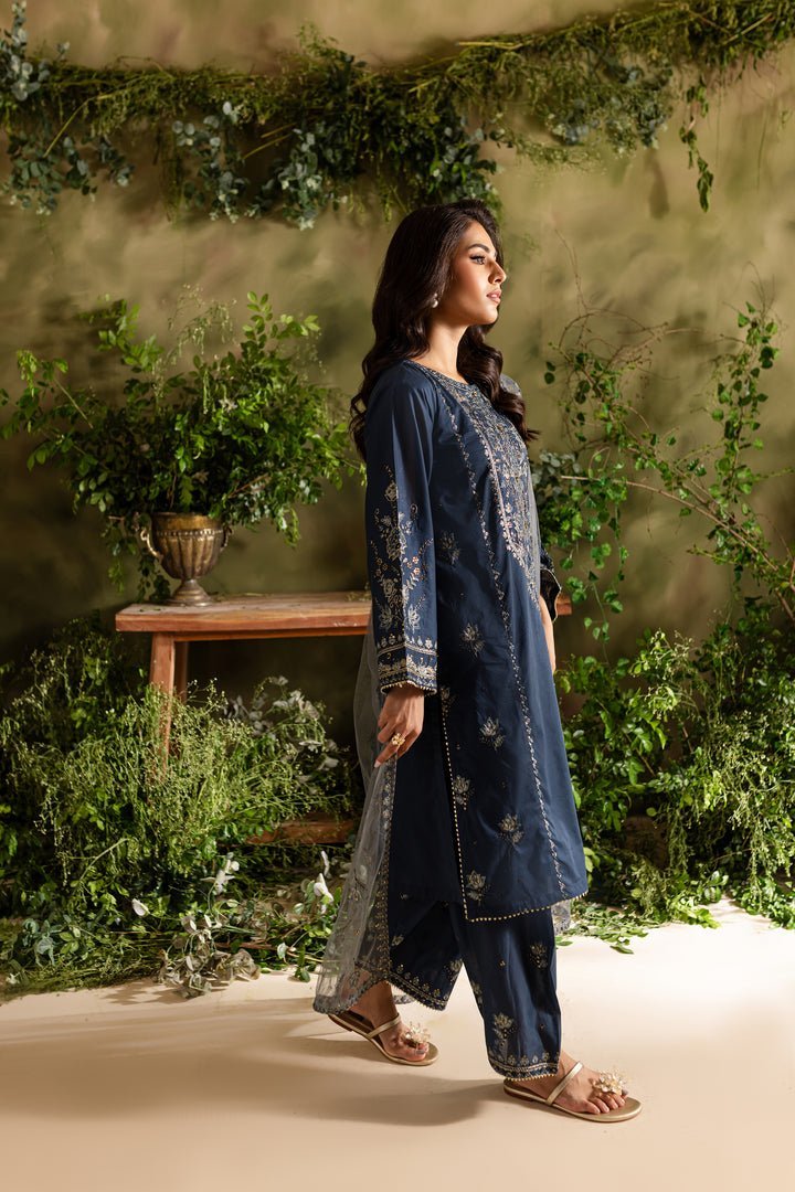 Batik 3Pc Embroidered Lawn Suit (Blue-Aurora-3Pc)