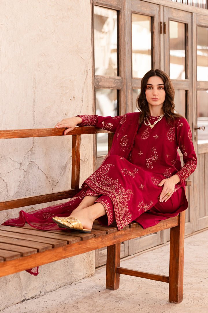 Batik 3Pc Embroidered Khaddar Dress Jasper gulbuy.com
