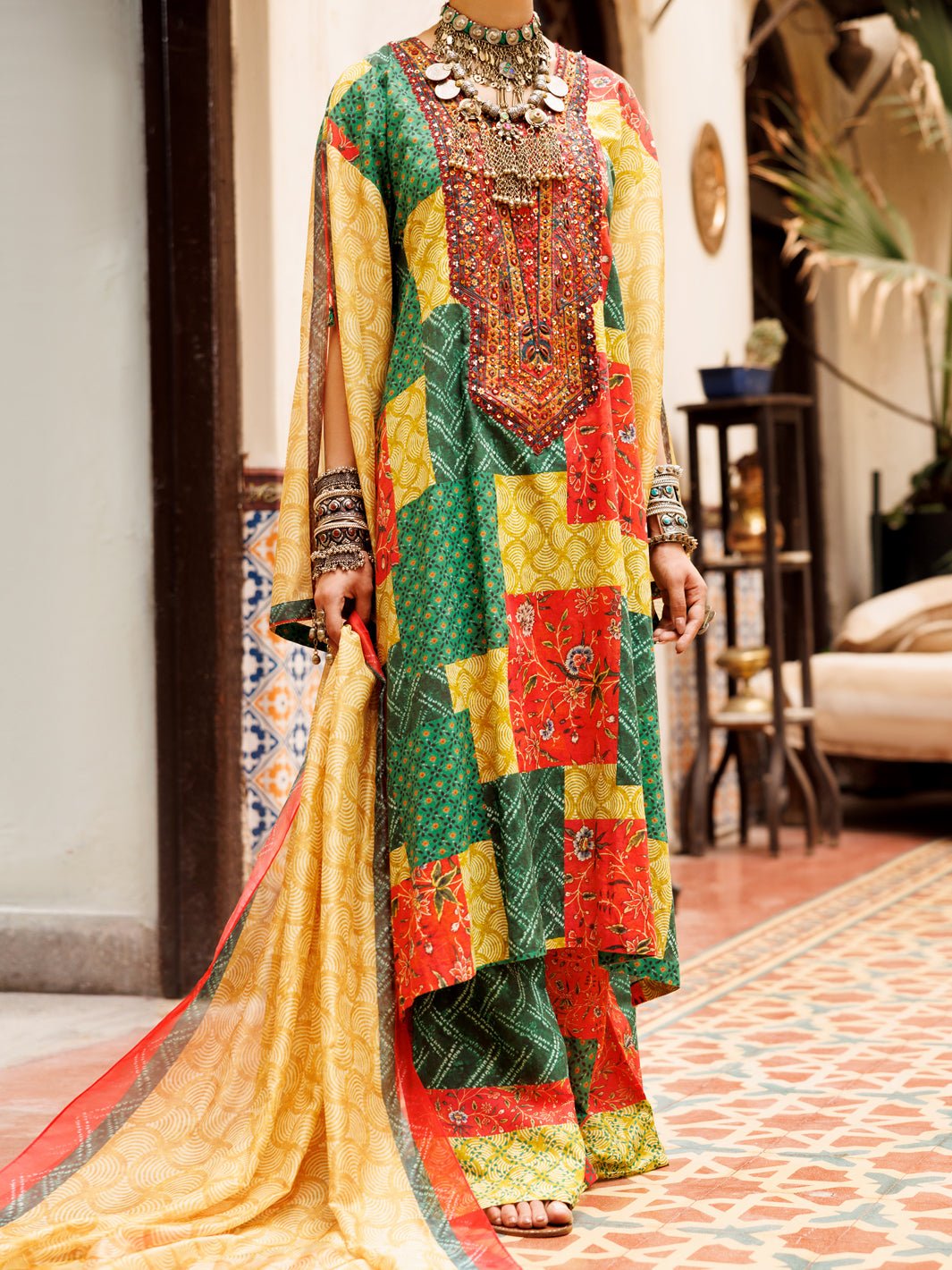 ALMIRAH MULTICOLOR POLY-LAWN 3 PIECE STITCHED SUIT(ALP-3PS-1957A)