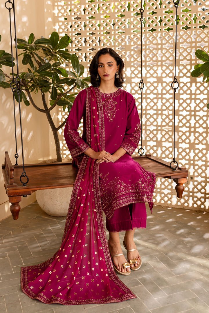 Batik 3Pc Embroidered Khaddar Dress Uneza gulbuy.com