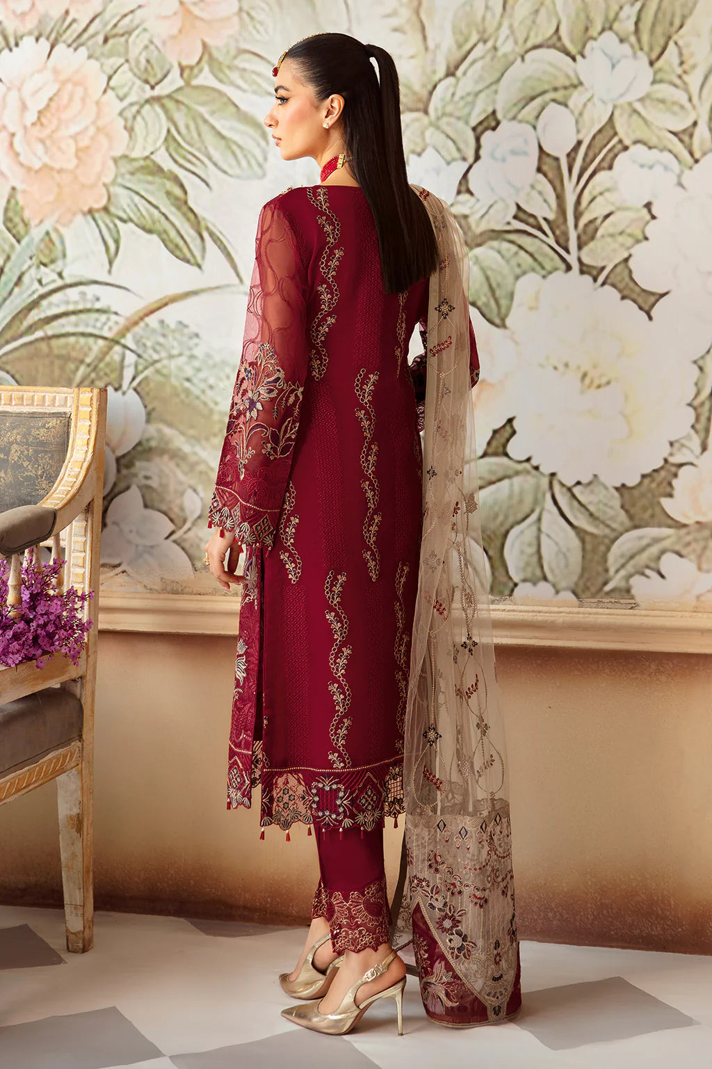 Ramsha 3Pc Embroidered Organza Suit M-1201 gulbuy.com