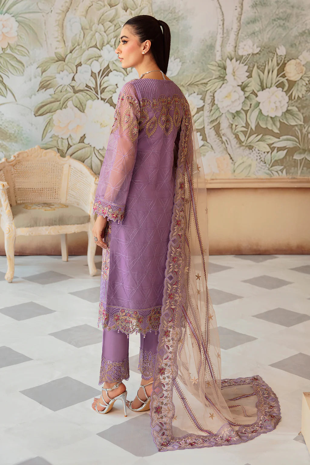 Ramsha 3Pc Embroidered Organza Suit M-1207 gulbuy.com