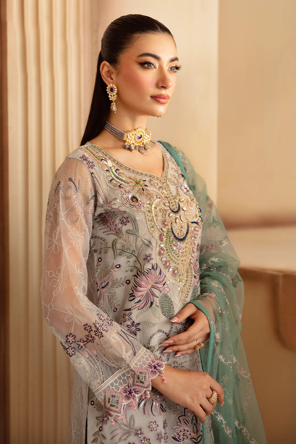 Ramsha 3Pc Embroidered Organza Suit M-1202 gulbuy.com