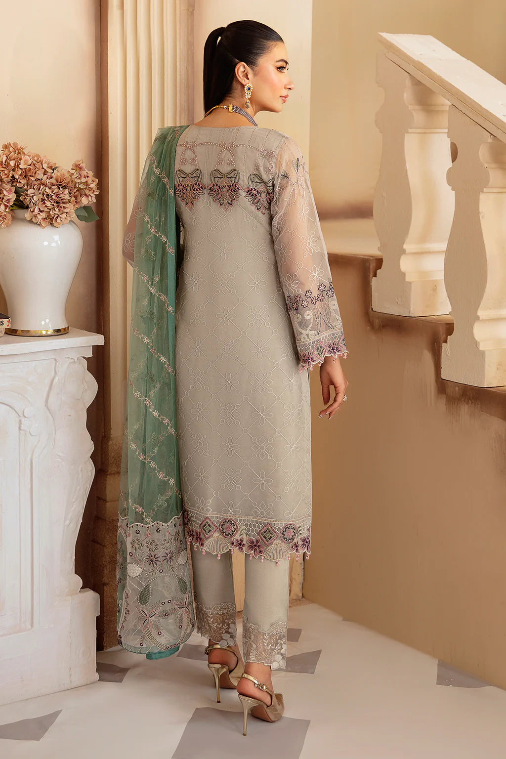 Ramsha 3Pc Embroidered Organza Suit M-1202 gulbuy.com