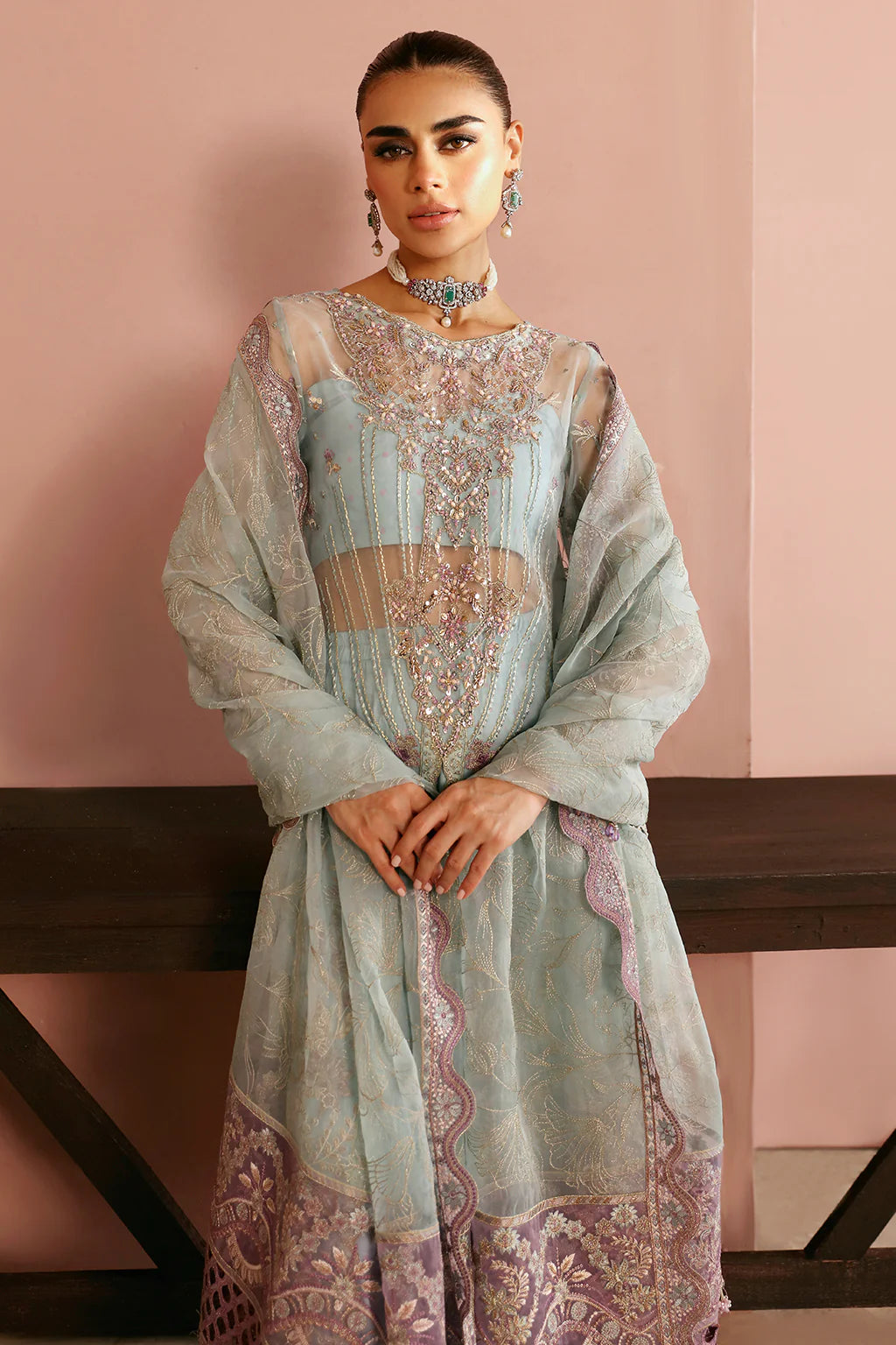 Ramsha 3Pc Embroidered Organza Suit E-204 gulbuy.com