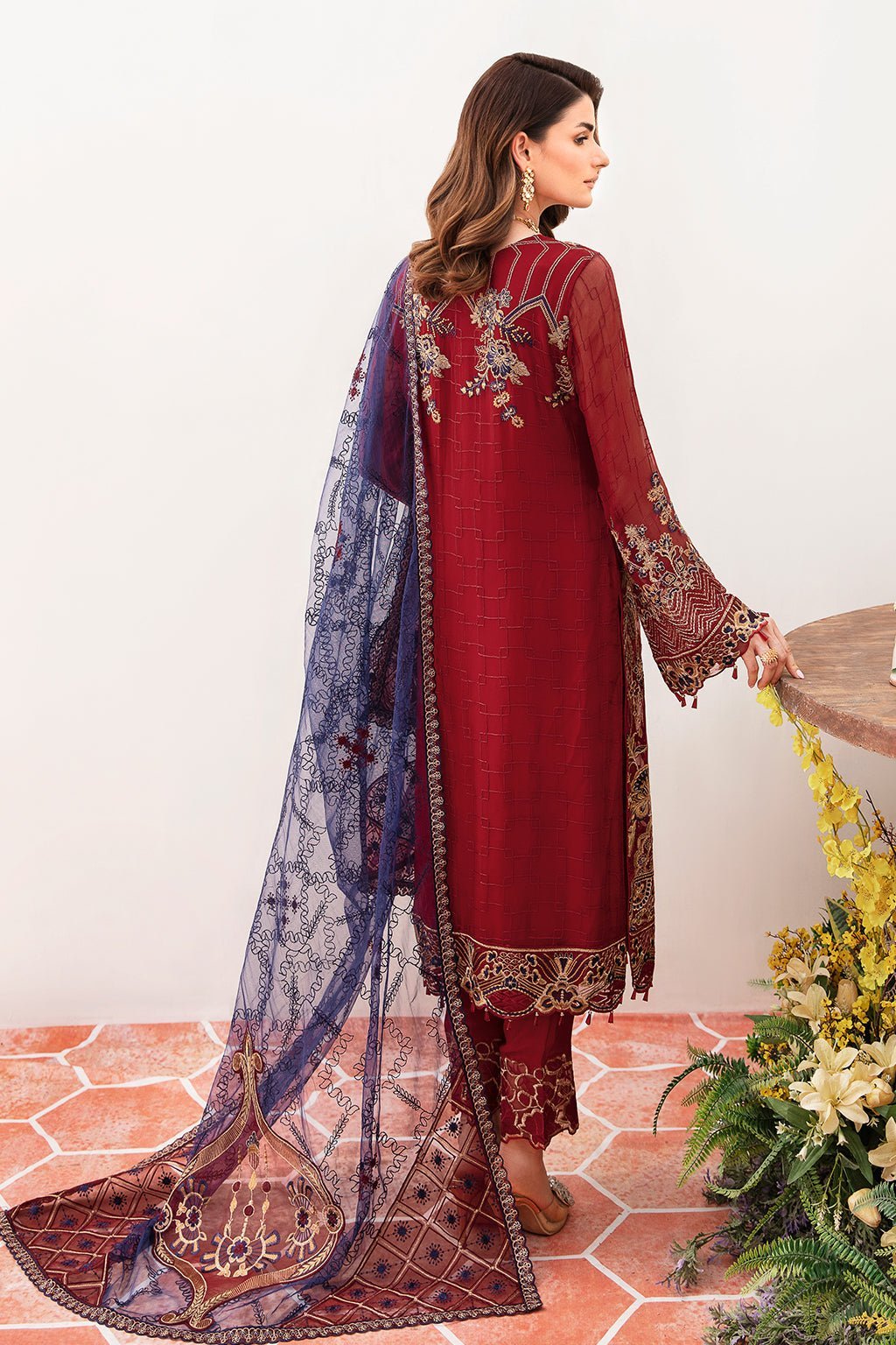 Ramsha 3 Piece Embroidered Chiffon Suit (F-2410)