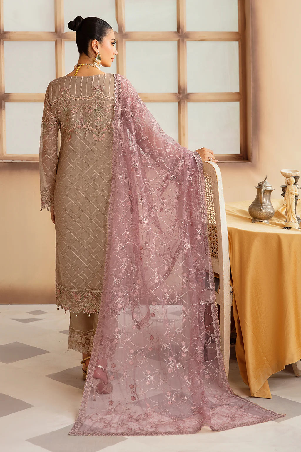 Ramsha 3Pc Embroidered Organza Suit M-1206 gulbuy.com