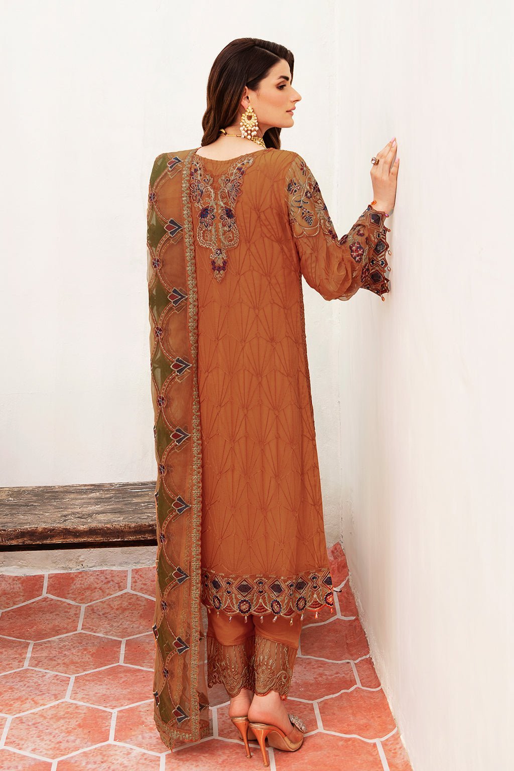 Ramsha 3 Piece Embroidered Chiffon Suit (F-2407) gulbuy.com