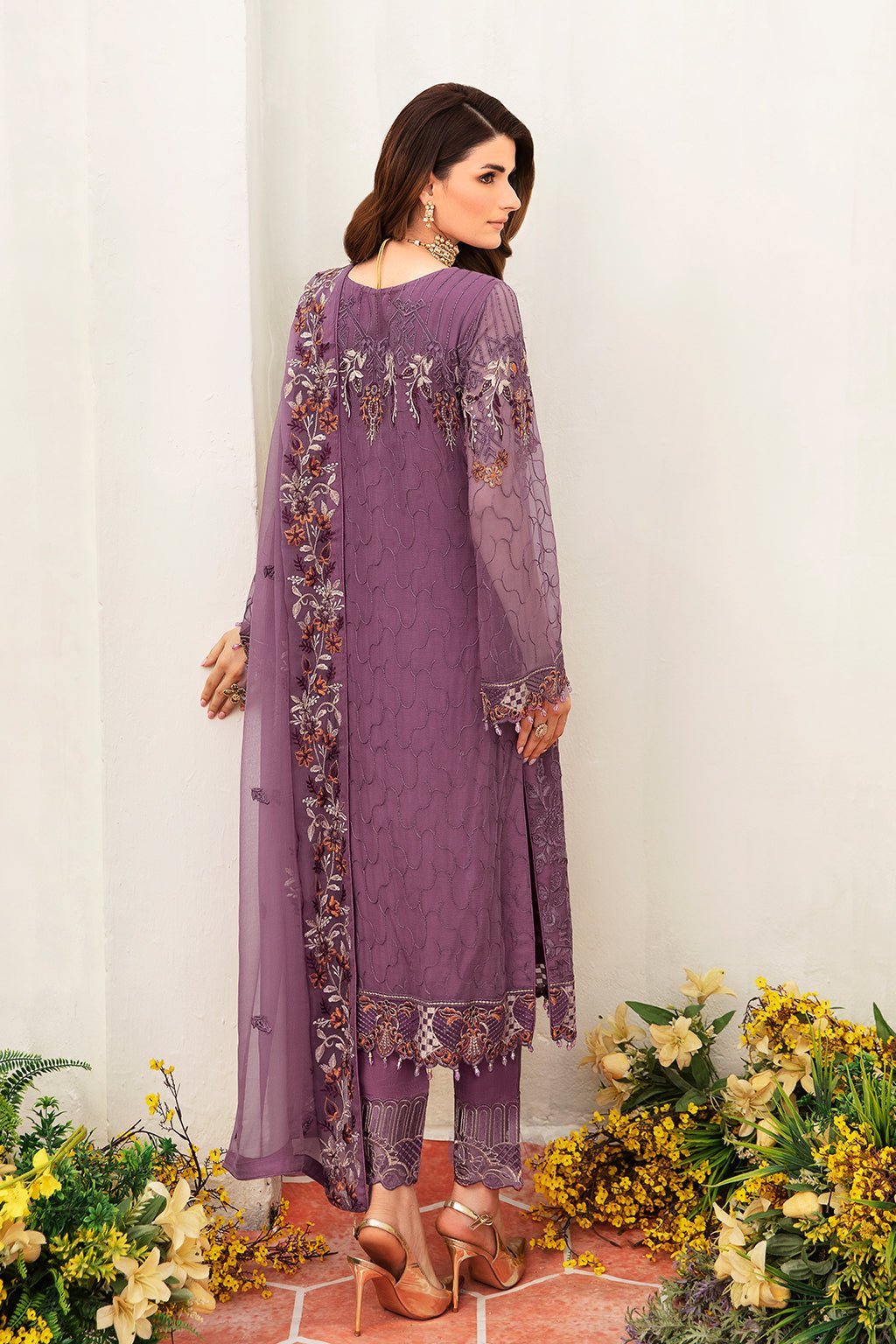 Ramsha 3 Piece Embroidered Chiffon Suit (F-2404)