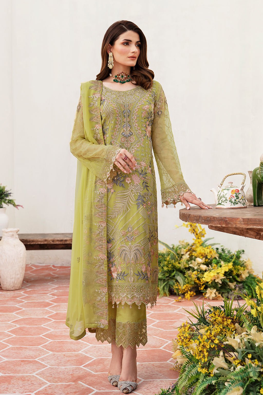 Ramsha 3 Piece Embroidered Chiffon Suit (F-2408)
