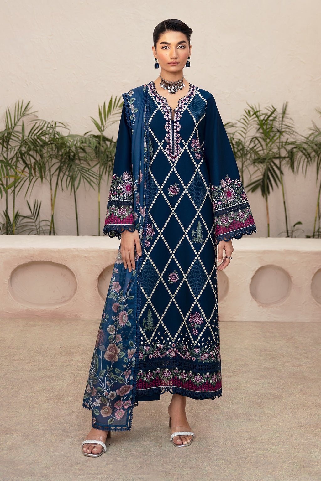AFROZEH 3PC EMBROIDERED LAWN SUIT (Lena)