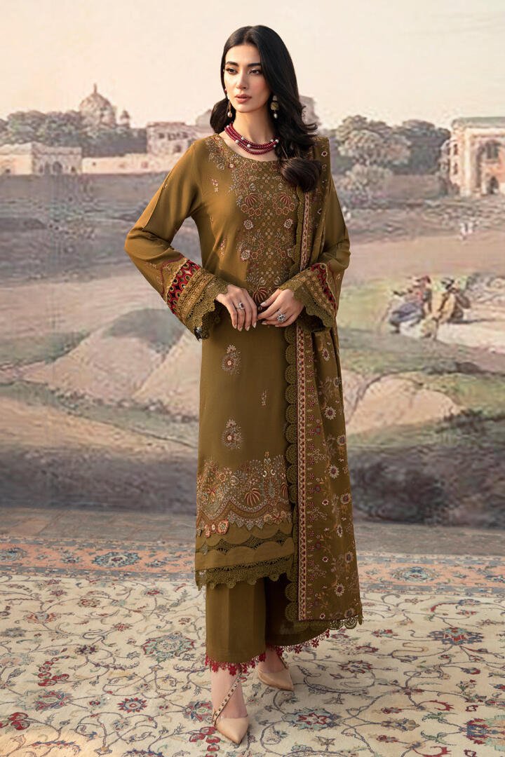 Ramsha 3 Piece Embroidered Karandi Suit (R-1009)