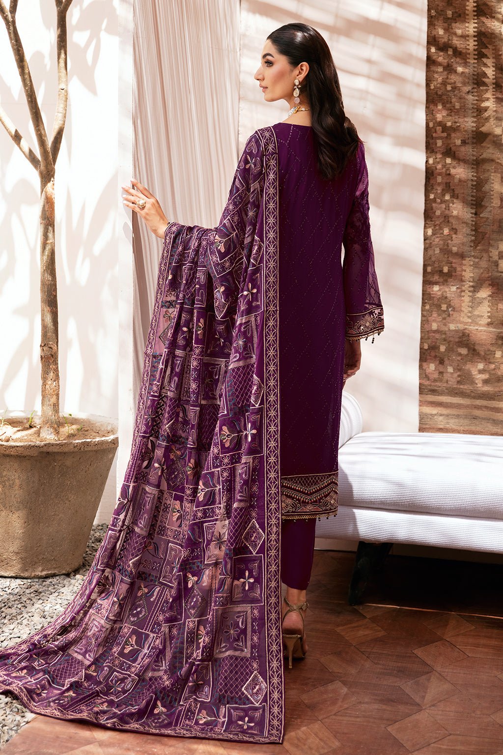 Ramsha 3 Piece Embroidered Chiffon Suit (K-201) gulbuy.com