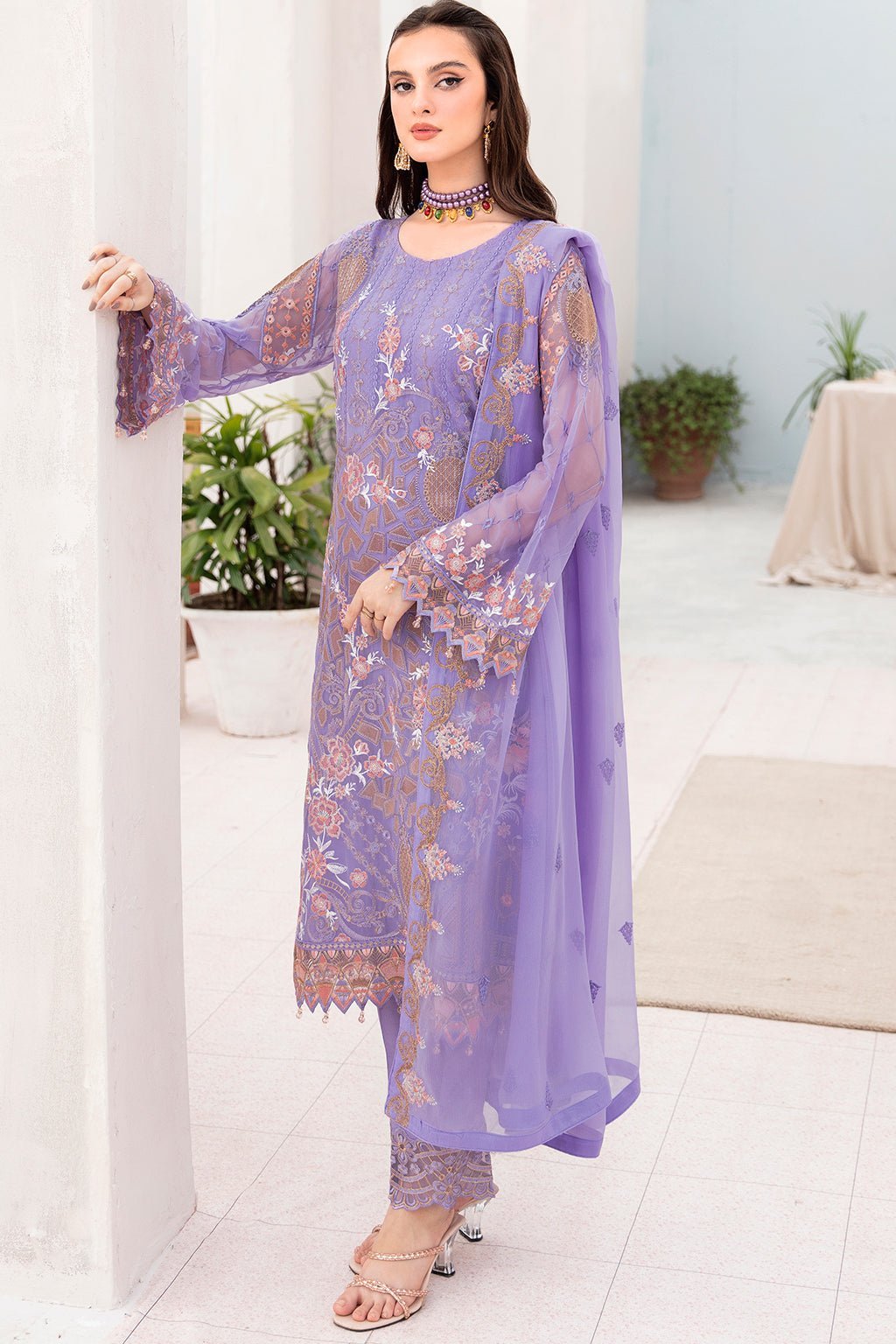 Ramsha 3 Piece Embroidered Chiffon Suit (A-711)