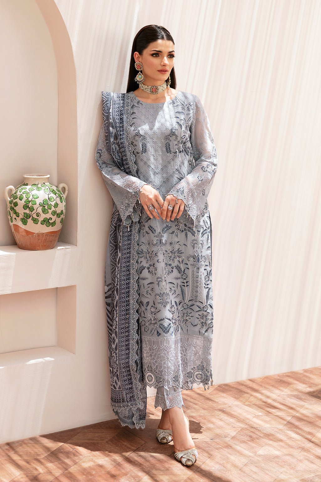 Ramsha 3 Piece Embroidered Chiffon Suit (T-209)