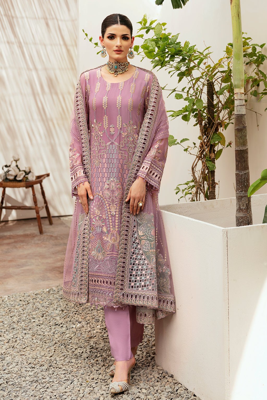 Ramsha 3 Piece Embroidered Chiffon Suit (K-204)