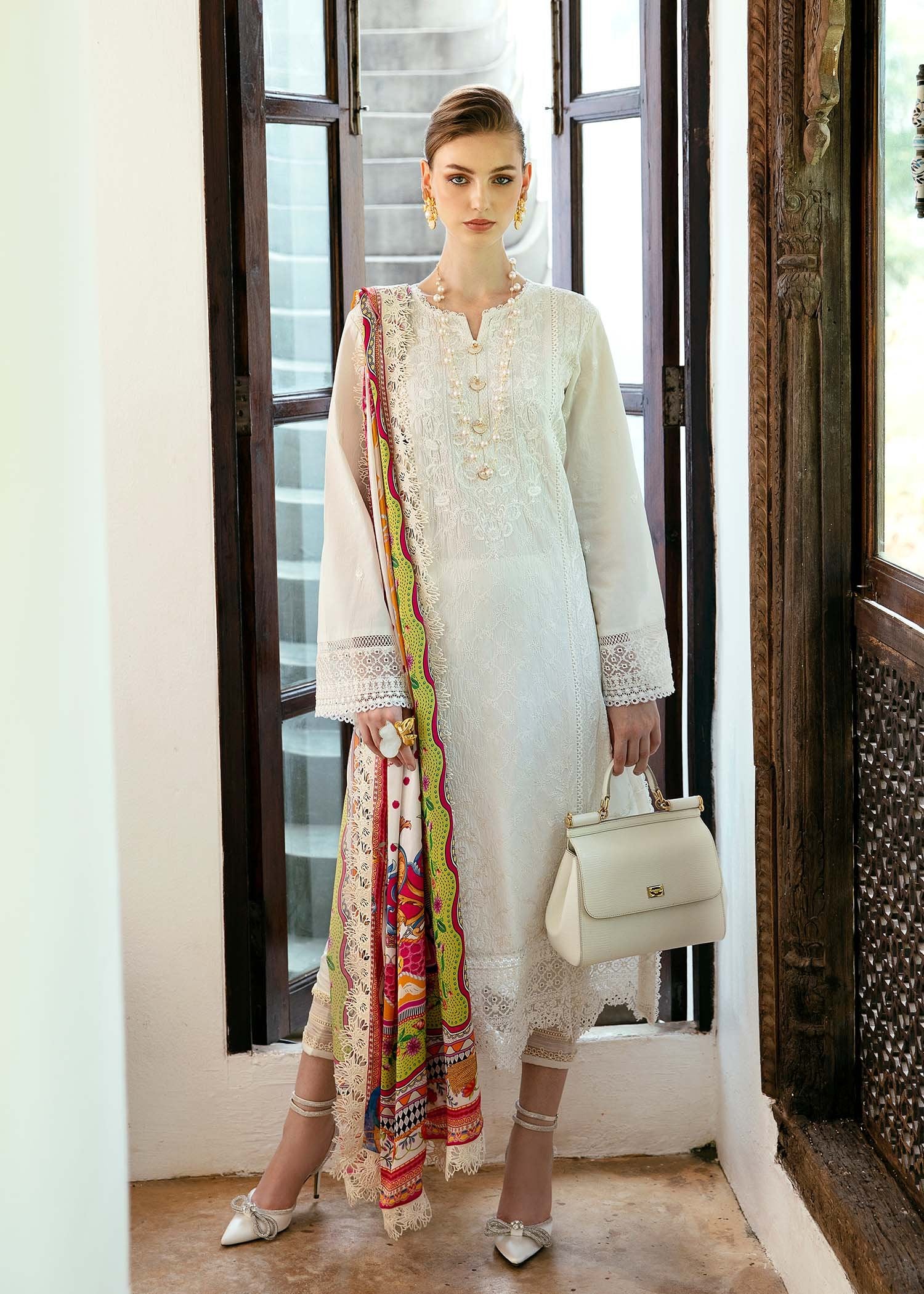 KANWAL MALIK 3PC EMBROIDERED LAWN SUIT (Cerise)