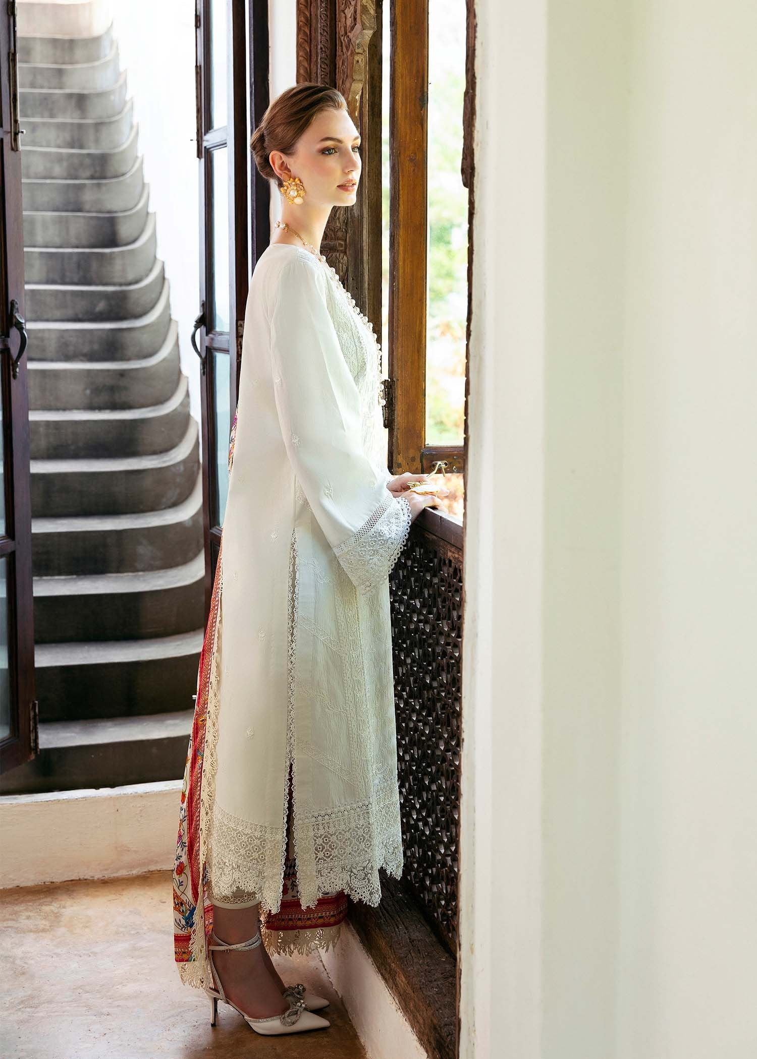 KANWAL MALIK 3PC EMBROIDERED LAWN SUIT (Cerise) gulbuy.com